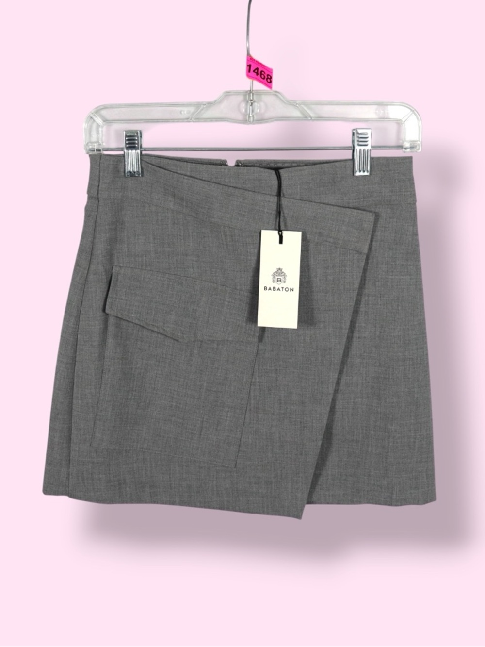Babaton Grey Asymmetrical Mini Skirt Size 0 NWT Wrap Style Aritzia Chic